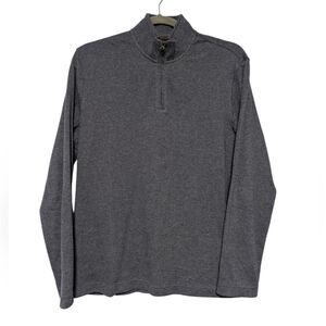 Jos A Bank Men's Tailored Fit Gray Stripe Quarter Zip Pullover Sweater Size L